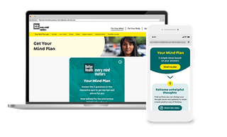 Laptop and mobile phone showing the Every Mind Matters mind plan.