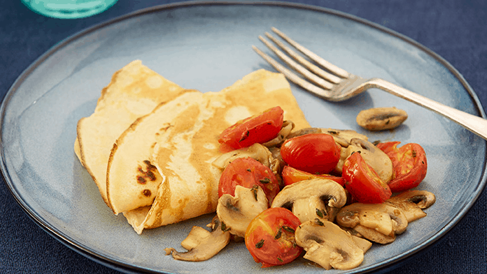 Pancakes with tomatoes and mushrooms - Recipes - Healthier Families - NHS