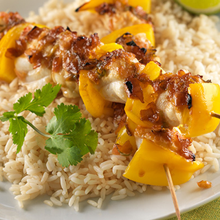 Skewered fish and lime kebabs