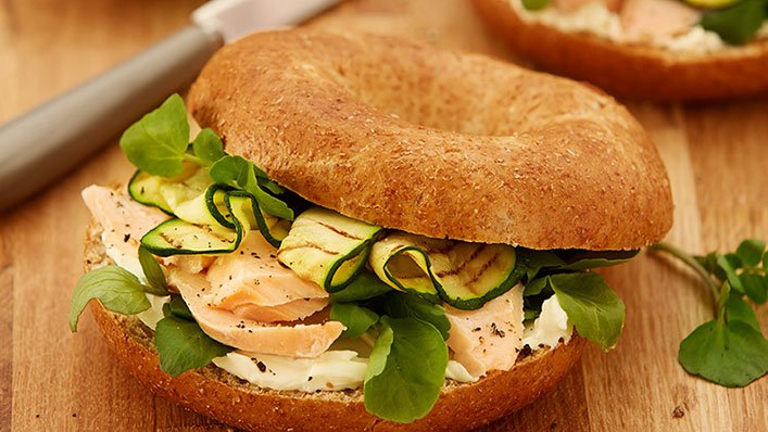 Salmon and courgette bagels - Recipes - Healthier Families - NHS