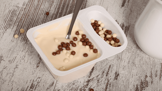 Unhealthy choice: a split-pot yoghurt with chocolate beads