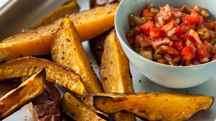 Sweet potato chips with salsa - Recipes - Healthier Families - NHS