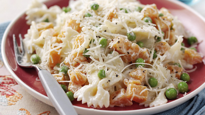 Sweet potato pasta with peas - Recipes - Healthier Families - NHS