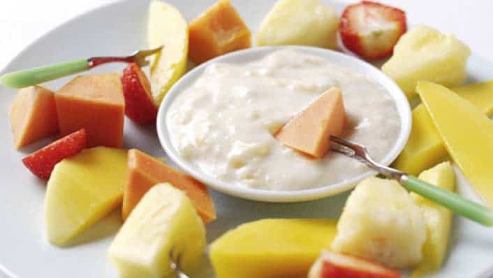 Tropical fruits with banana dip - Recipes - Healthier Families - NHS