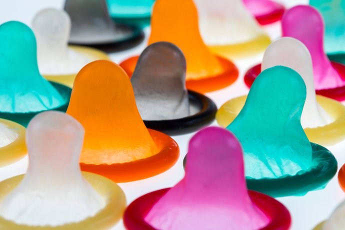 Some colourful condoms