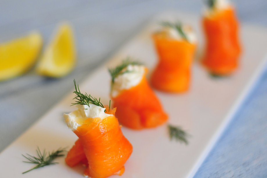 Smoked salmon and cream cheese parcels