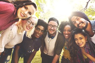 A group of students smiling at the camera